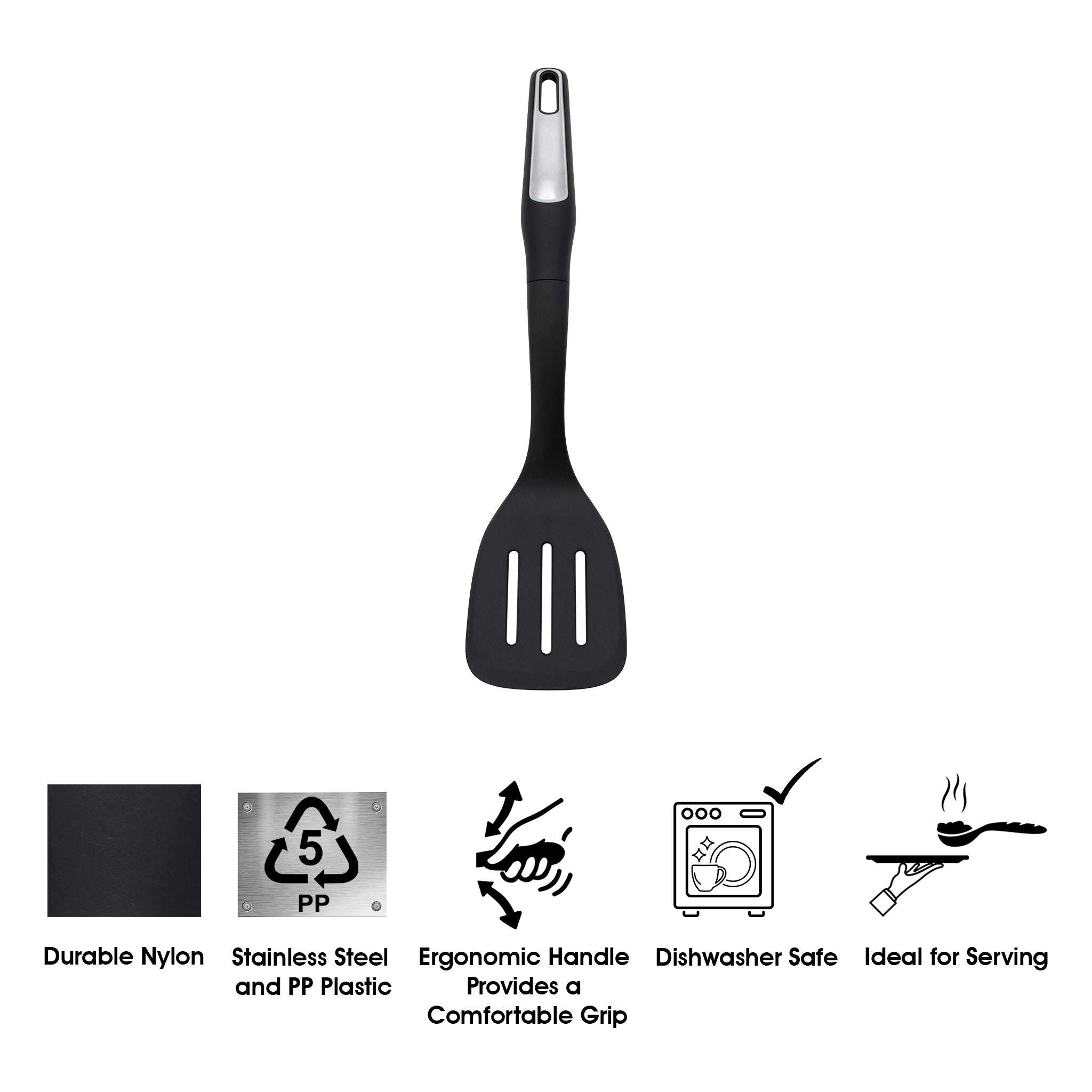 REGENT PREMIUM SLOTTED TURNER BLACK NYLON WITH PP+SS HANDLE, 365MM