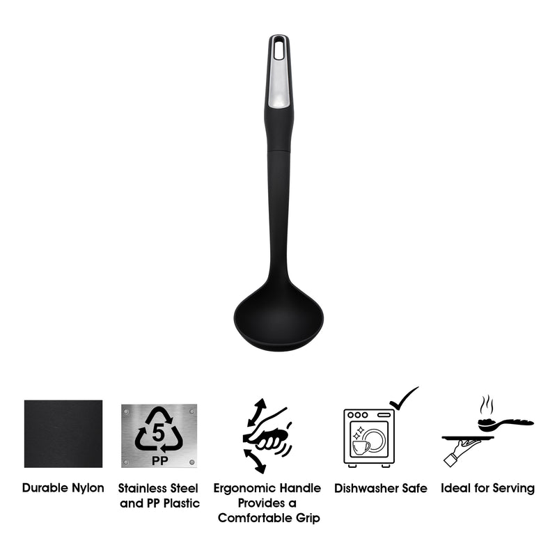 REGENT PREMIUM LADLE BLACK NYLON WITH PP+SS HANDLE, 330MM