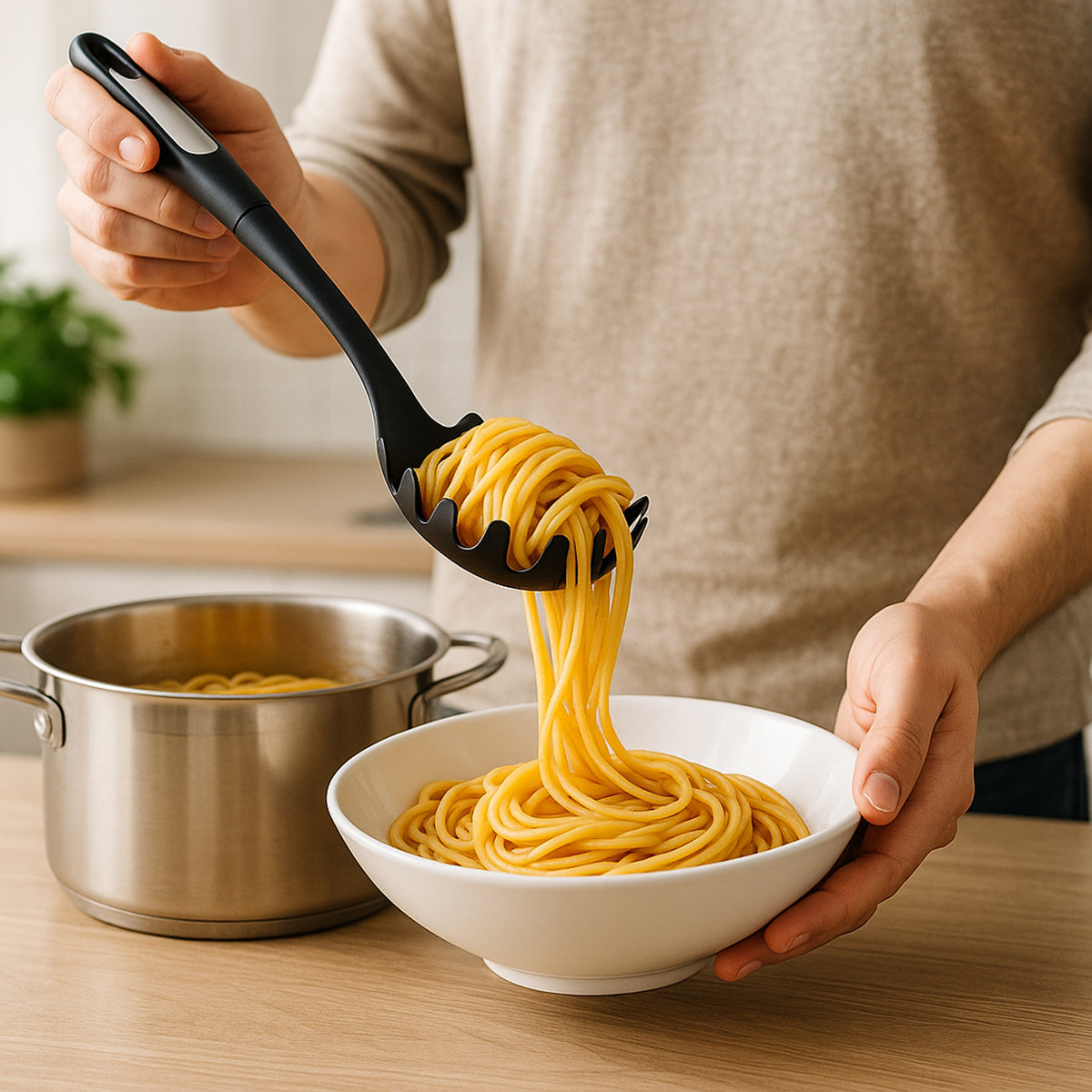 REGENT PREMIUM SPAGHETTI SERVING SPOON BLACK NYLON WITH PP+SS HANDLE, 350MM