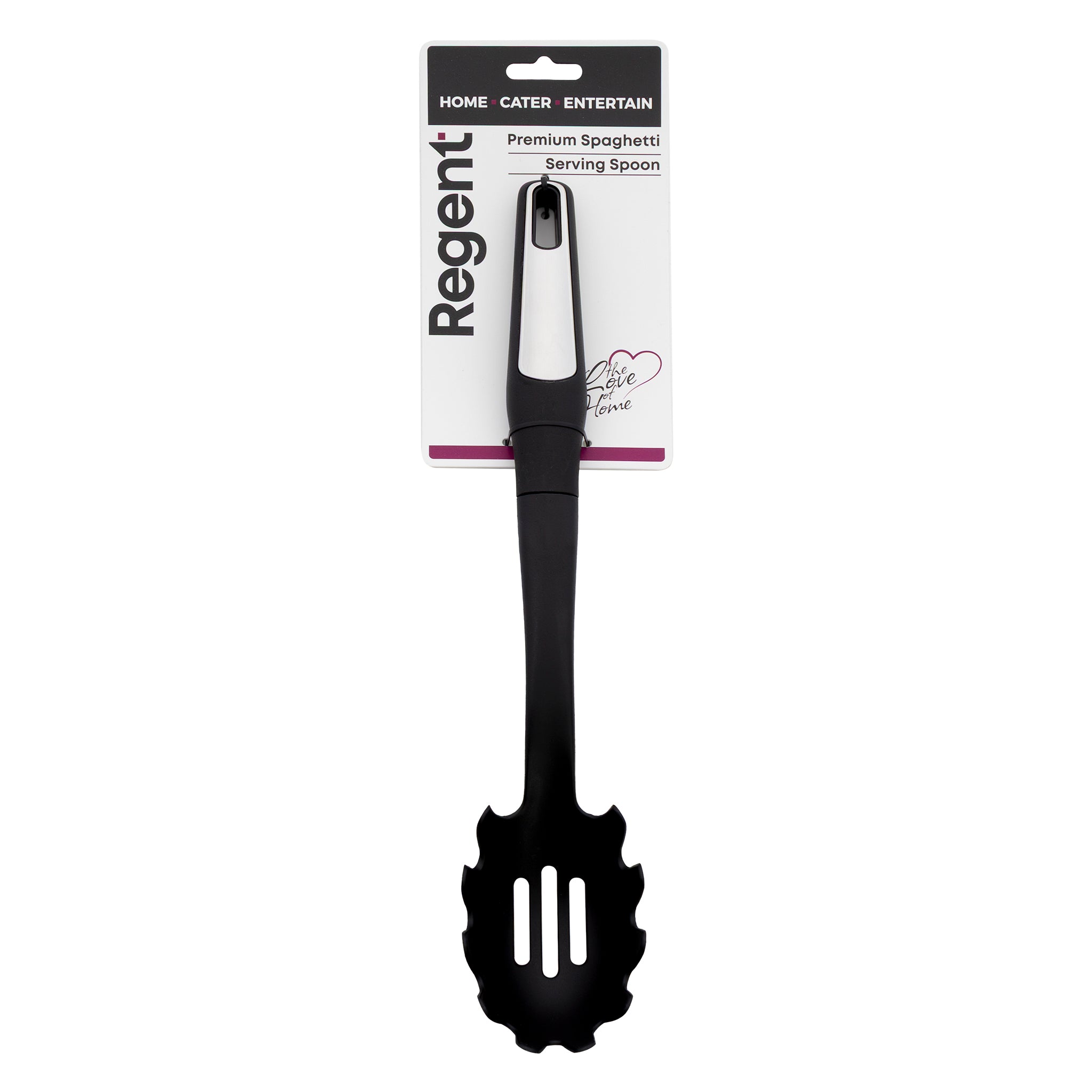 REGENT PREMIUM SPAGHETTI SERVING SPOON BLACK NYLON WITH PP+SS HANDLE, 350MM