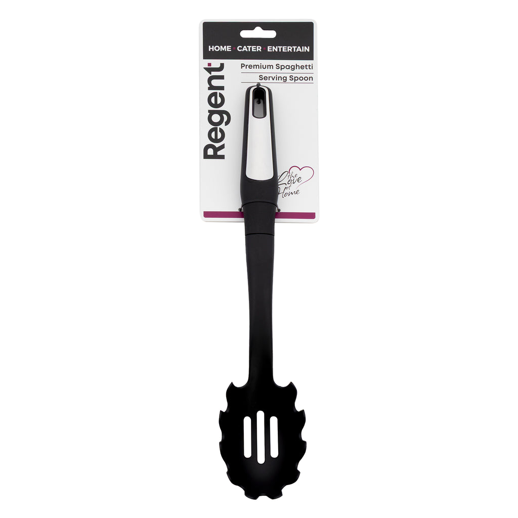 REGENT PREMIUM SPAGHETTI SERVING SPOON BLACK NYLON WITH PP+SS HANDLE, 350MM