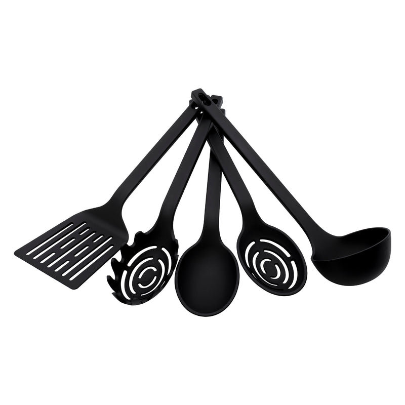 REGENT PREMIUM KITCHEN TOOLS BLACK NYLON 5 PIECE SET, 355MM