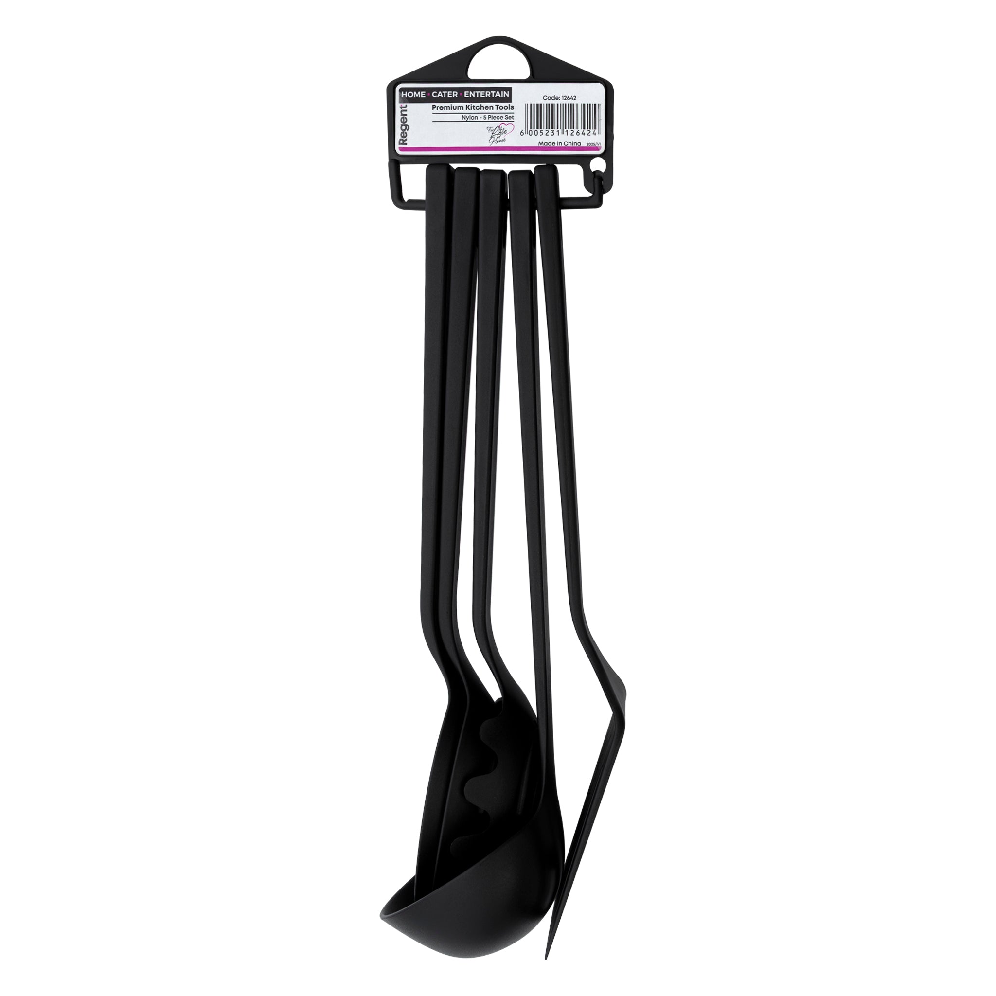 REGENT PREMIUM KITCHEN TOOLS BLACK NYLON 5PCS SET, 355MM