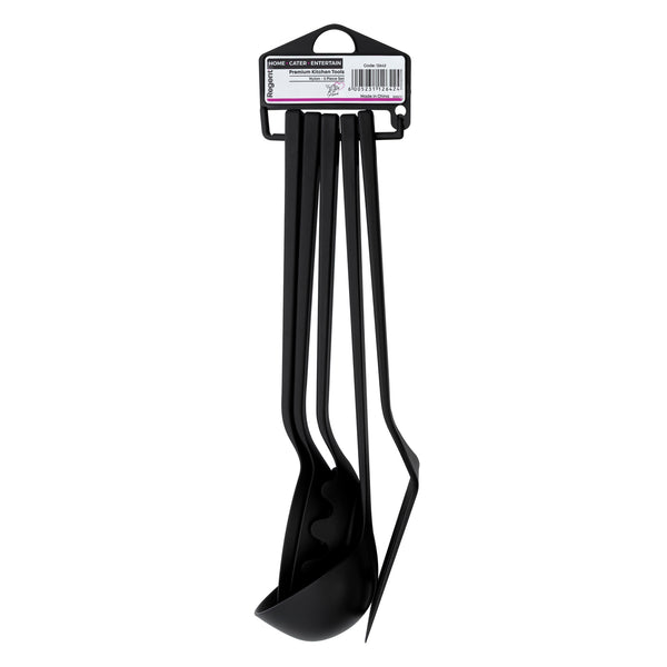 REGENT PREMIUM KITCHEN TOOLS BLACK NYLON 5 PIECE SET, 355MM