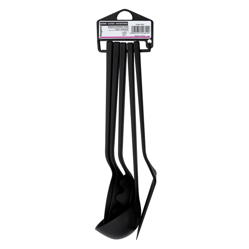 REGENT PREMIUM KITCHEN TOOLS BLACK NYLON 5 PIECE SET, 355MM