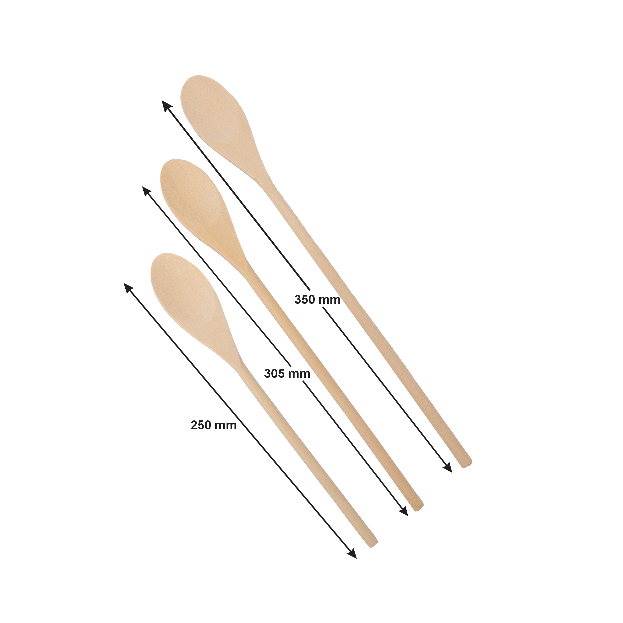 REGENT KITCHEN SPOONS PINE WOOD 3PK SET, 250MM l 305MM l 350MM