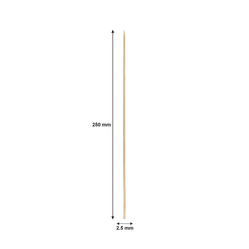 REGENT BAMBOO SKEWERS 100PC, (250X2.5MM DIA)