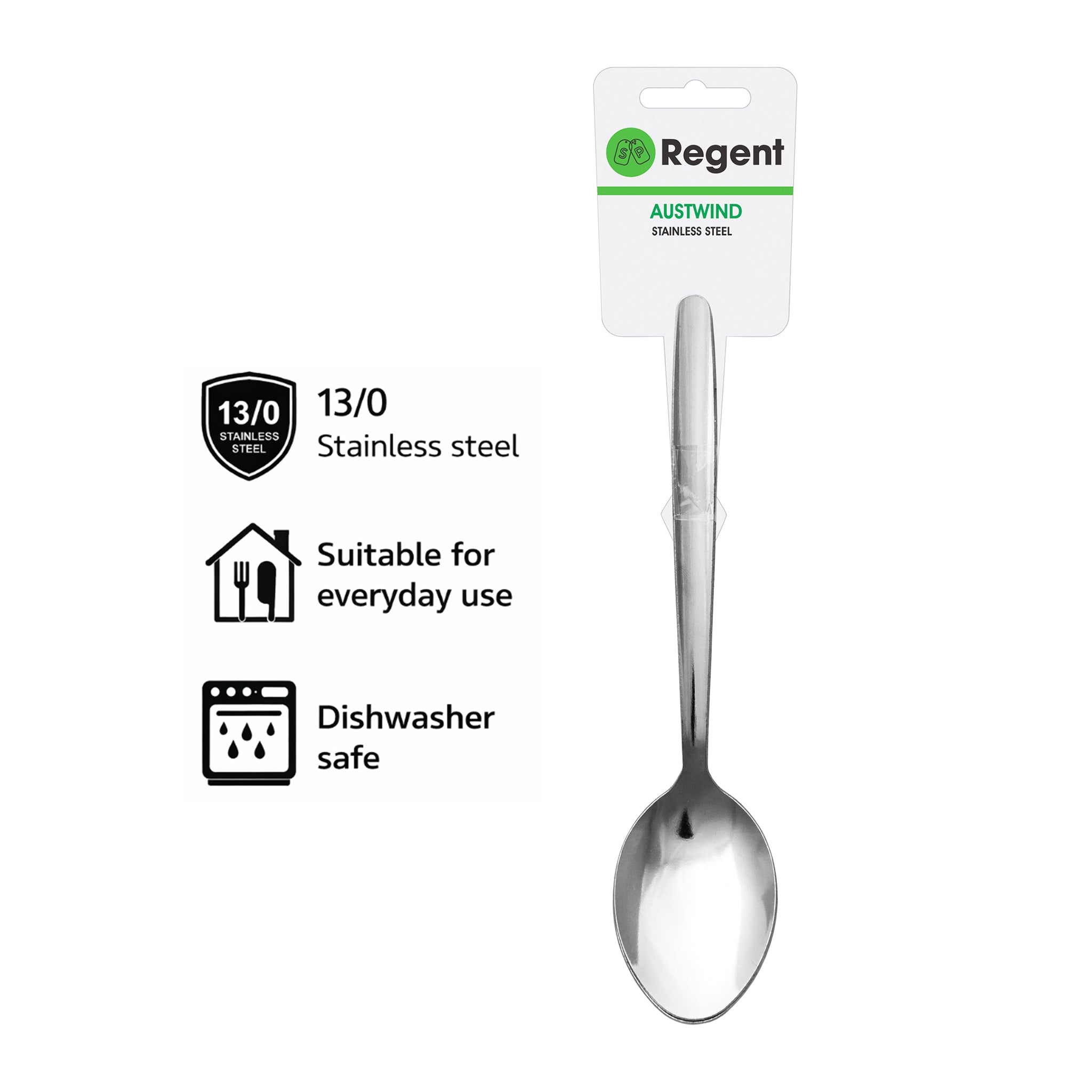 REGENT CUTLERY AUSTWIND (ELOFF) DESSERT SPOON ST STEEL, 4PK