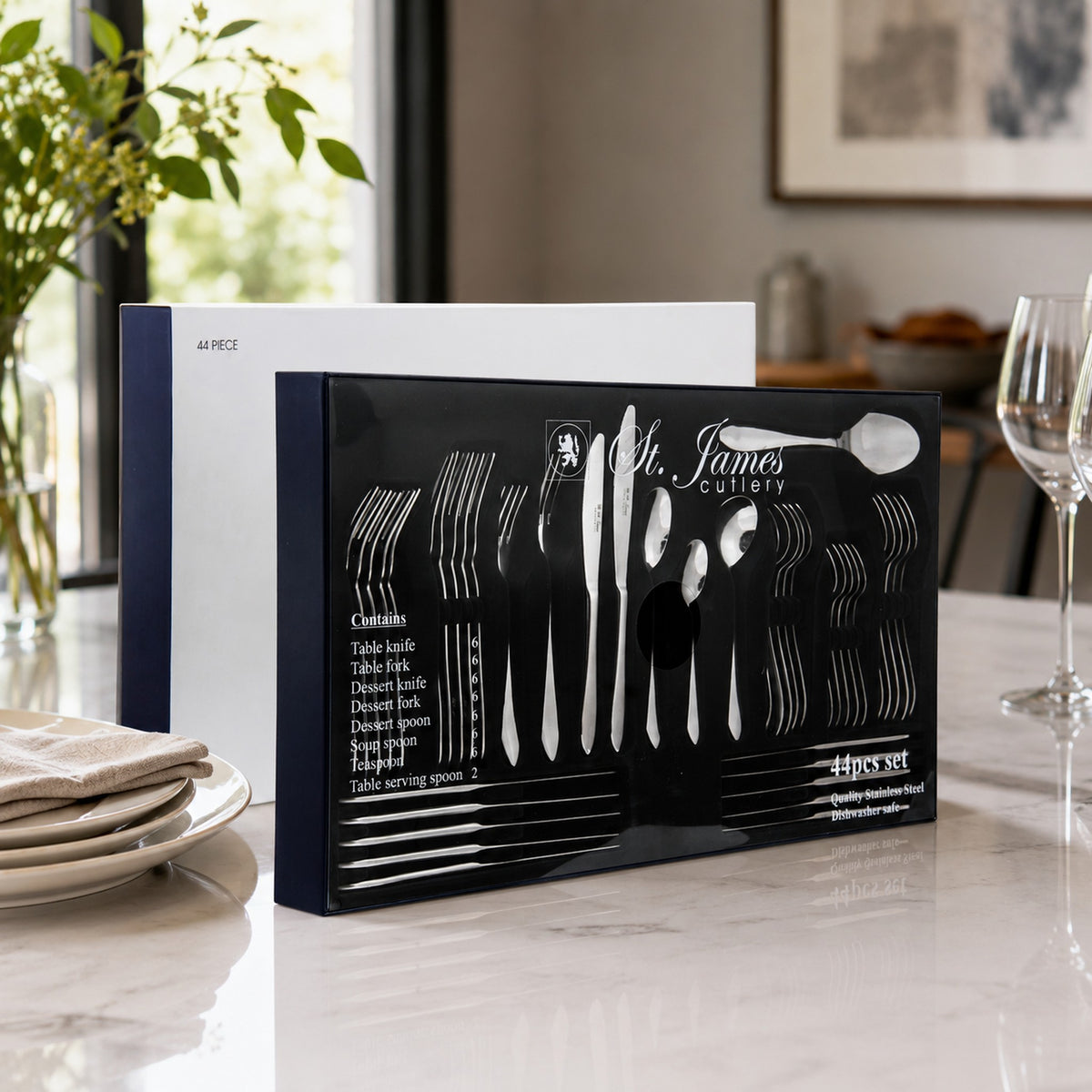 ST. JAMES CUTLERY KENSINGTON GIFT BOX 44 PIECE SET