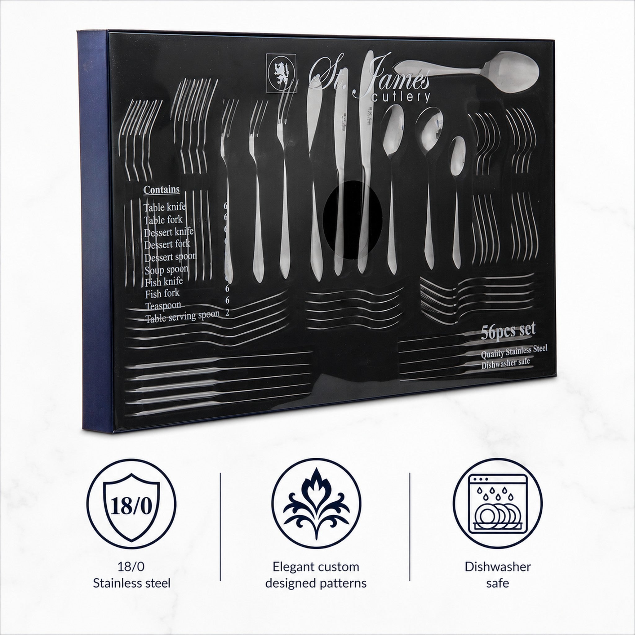 ST. JAMES CUTLERY KENSINGTON GIFT BOX 56 PIECE SET