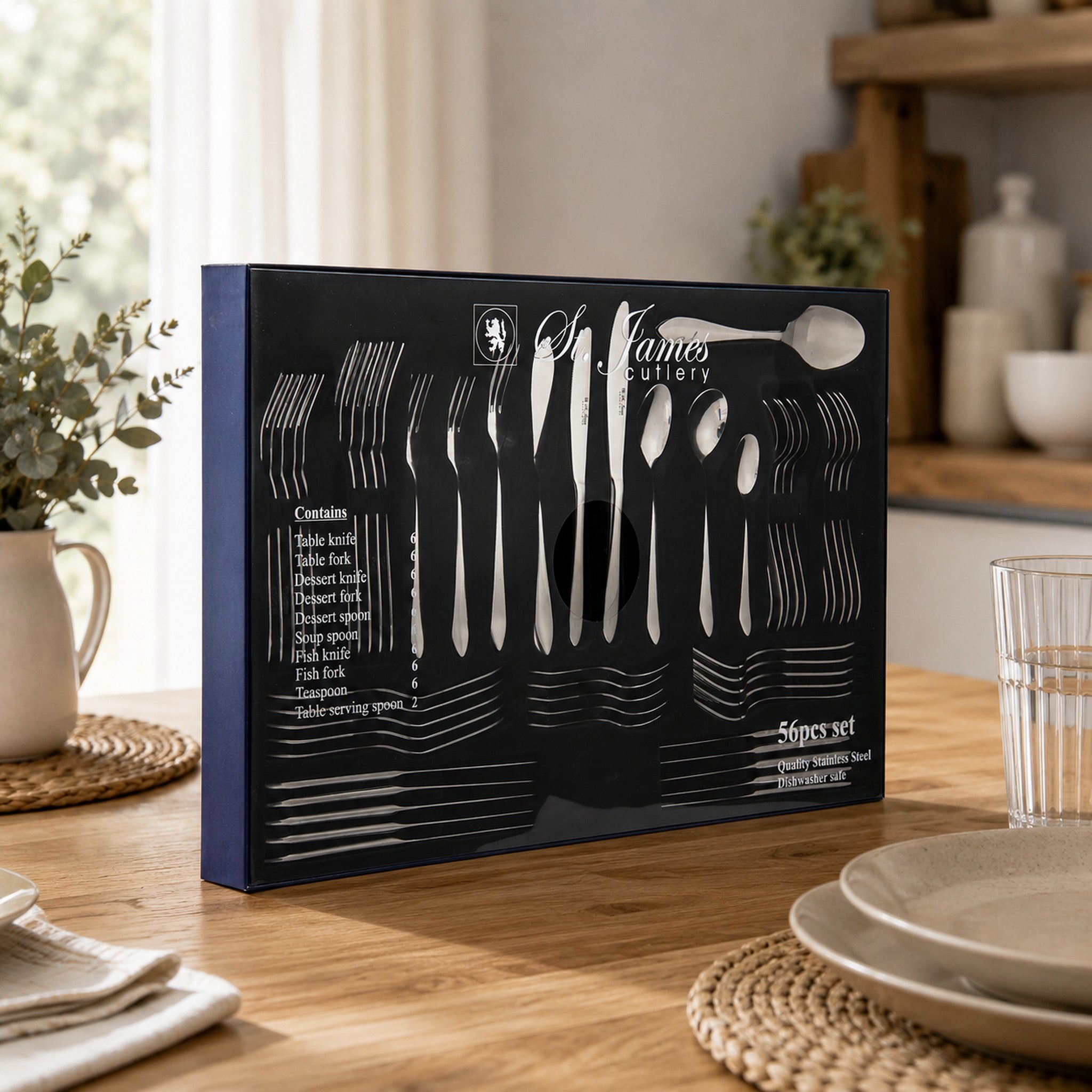 ST. JAMES CUTLERY KENSINGTON GIFT BOX 56 PIECE SET