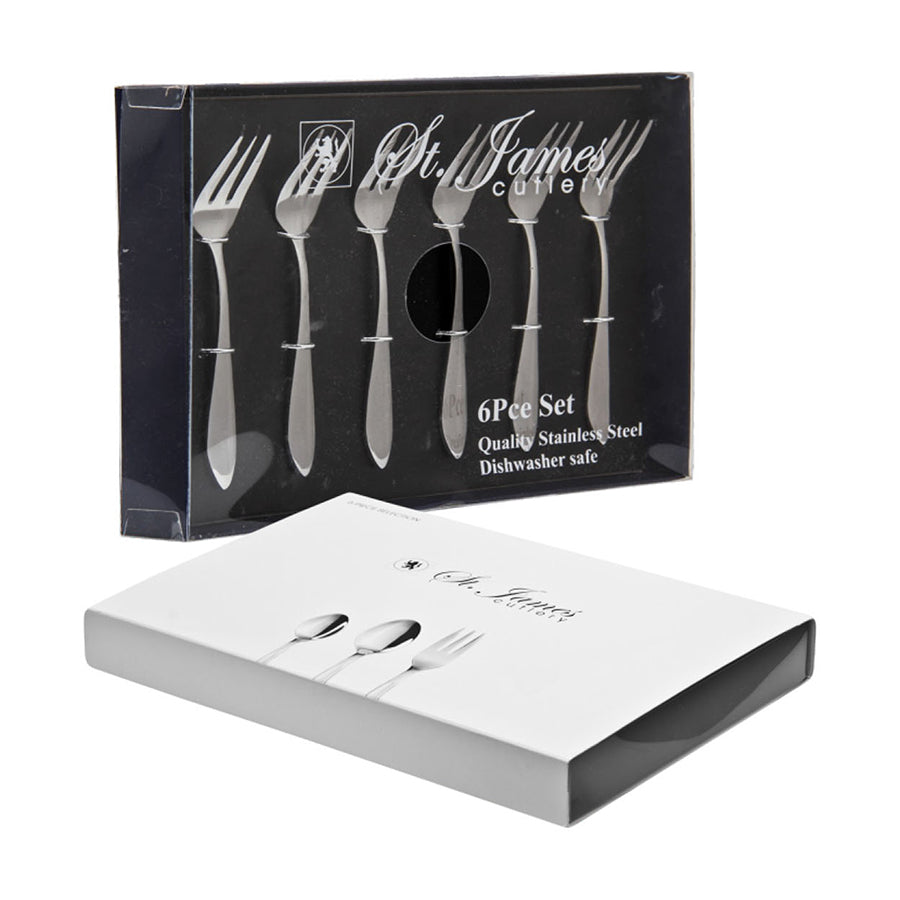 ST. JAMES CUTLERY KENSINGTON 6 PIECE CAKE FORKS IN GIFT BOX