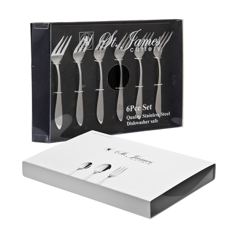 ST. JAMES CUTLERY KENSINGTON 6 PIECE CAKE FORKS IN GIFT BOX