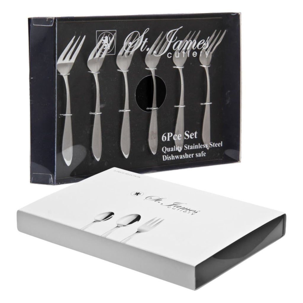 ST. JAMES CUTLERY KENSINGTON 6 PIECE CAKE FORKS IN GIFT BOX