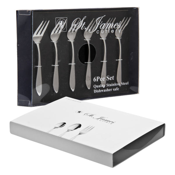 ST. JAMES CUTLERY KENSINGTON 6 PIECE CAKE FORKS IN GIFT BOX