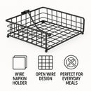 REGENT KITCHEN WIRE NAPKIN HOLDER POWDER COATED BLACK, 188X186MM