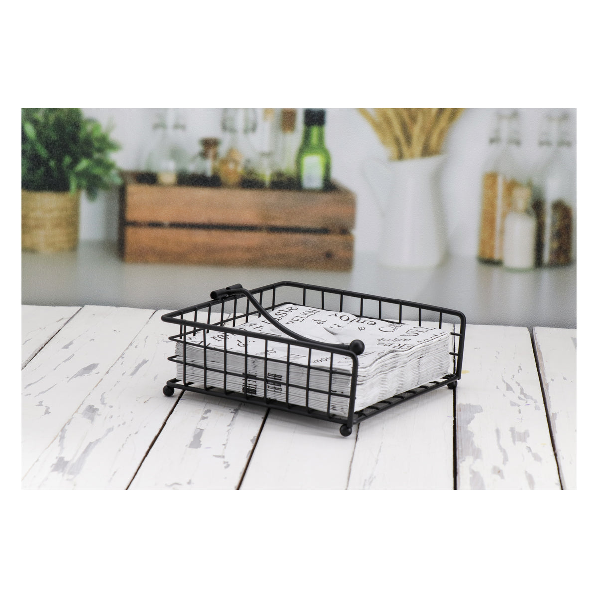 REGENT KITCHEN WIRE NAPKIN HOLDER POWDER COATED BLACK, 188X186MM