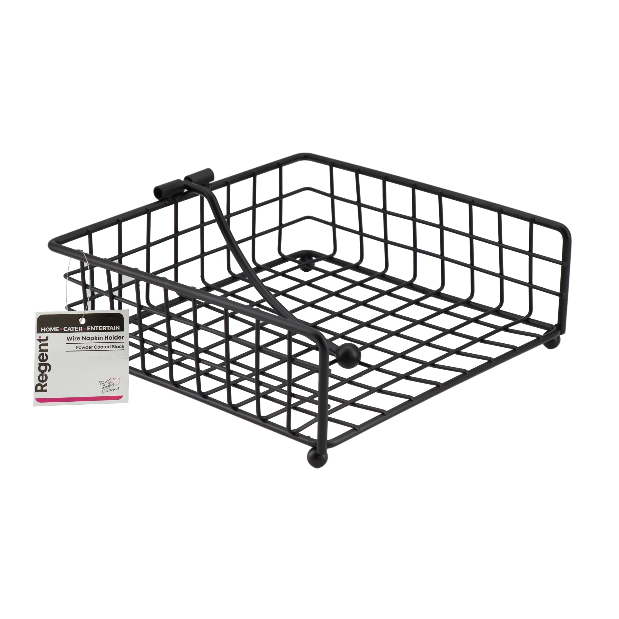 REGENT KITCHEN WIRE NAPKIN HOLDER POWDER COATED BLACK, 188X186MM