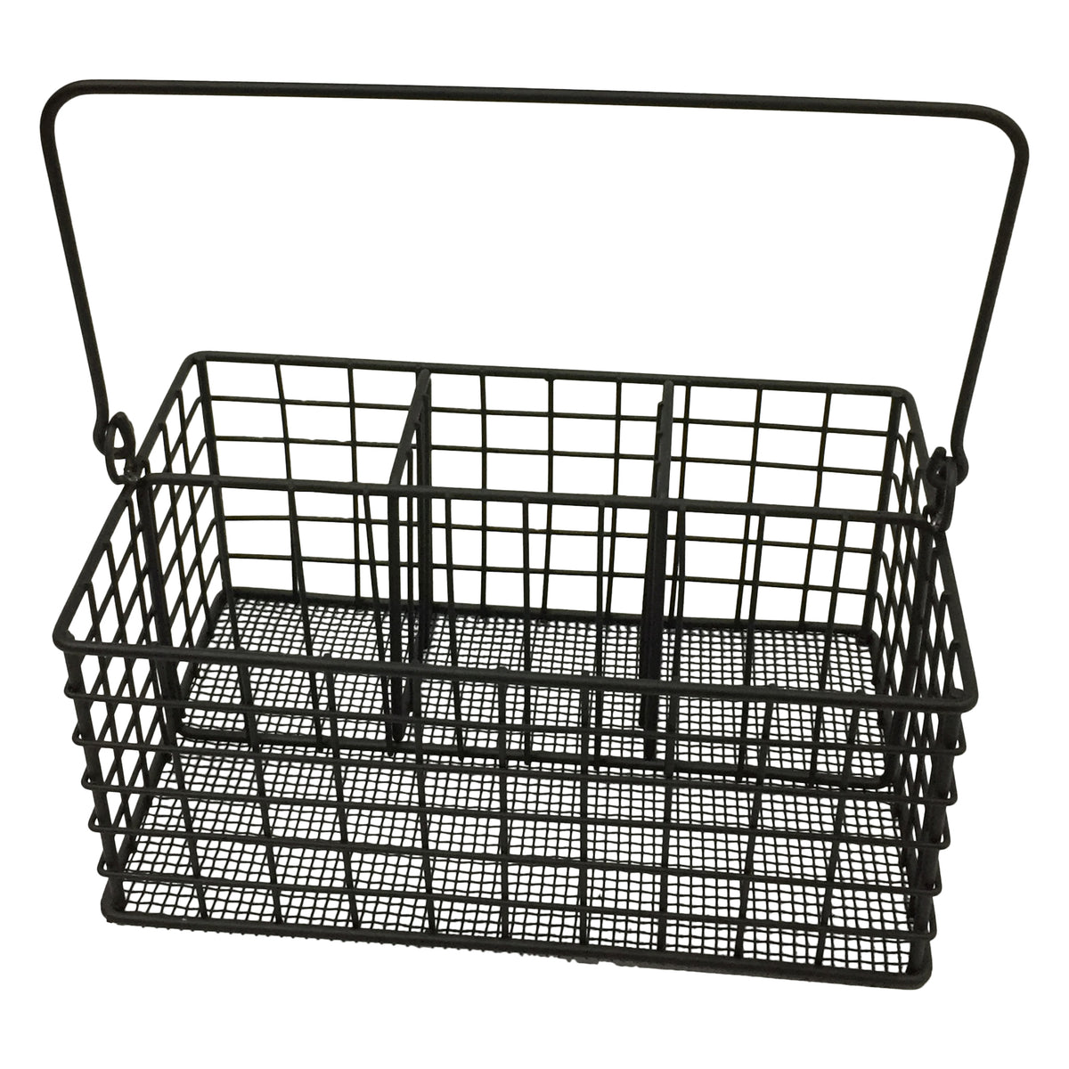 REGENT KITCHEN WIRE CUTLERY CADDY WITH HANDLE POWDER COATED BLACK
