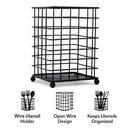 REGENT KITCHEN WIRE UTENSIL HOLDER POWDER COATED BLACK, 110X110MM