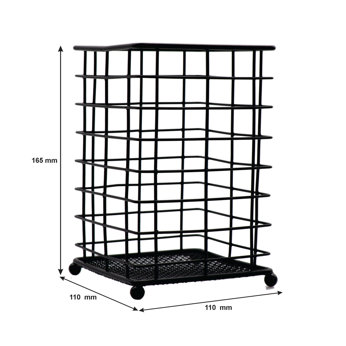 REGENT KITCHEN WIRE UTENSIL HOLDER POWDER COATED BLACK, 110X110MM
