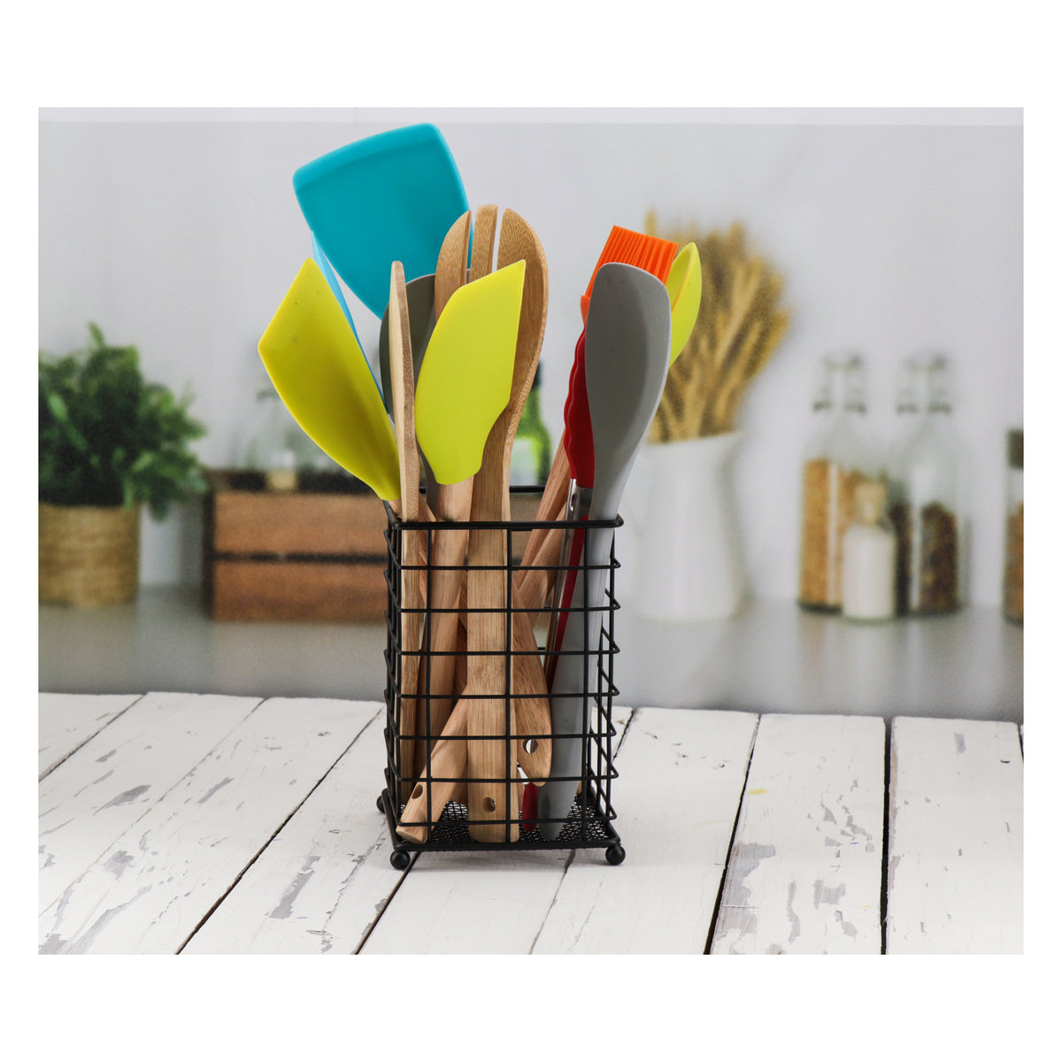 REGENT KITCHEN WIRE UTENSIL HOLDER POWDER COATED BLACK, 110X110MM
