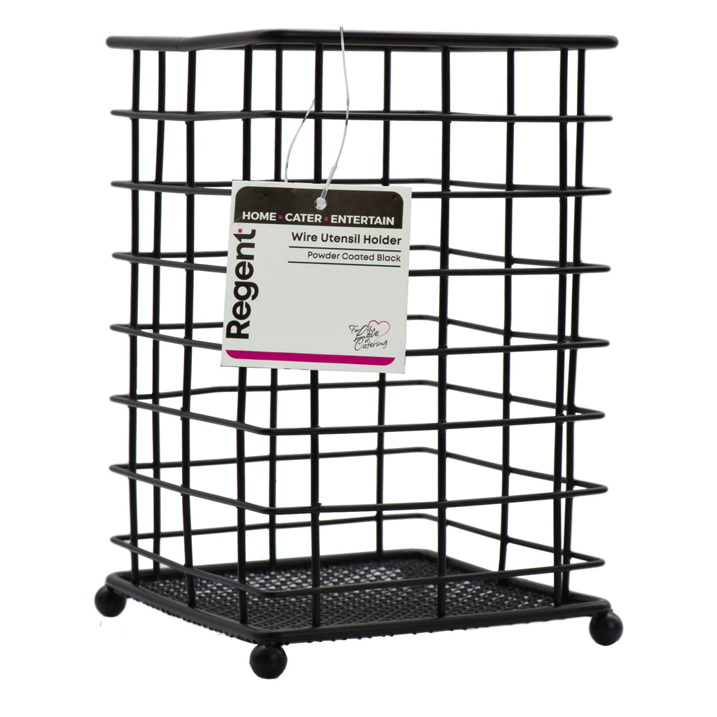 REGENT KITCHEN WIRE UTENSIL HOLDER POWDER COATED BLACK, 110X110MM
