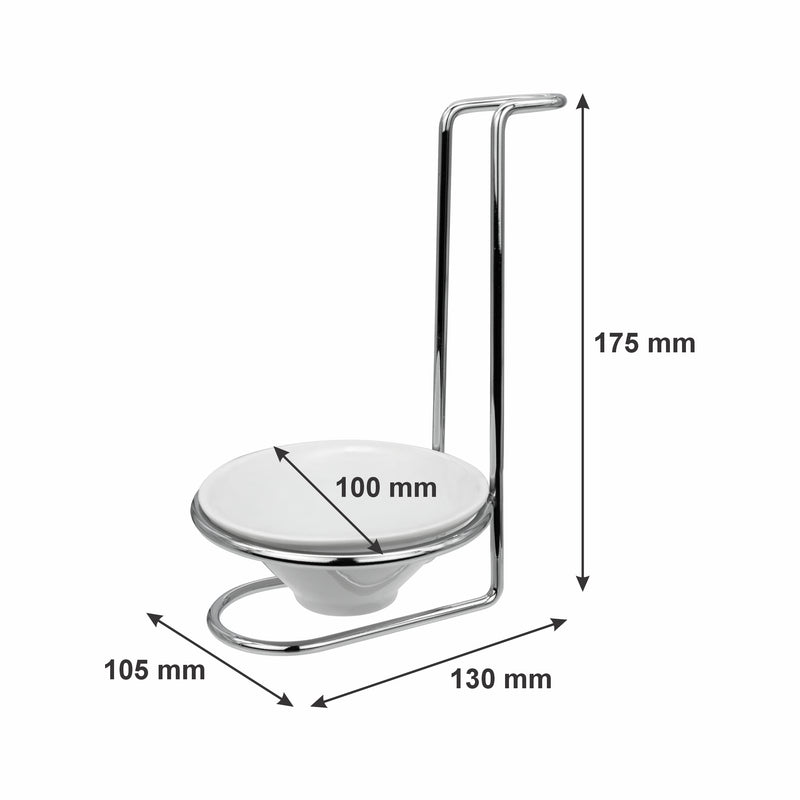REGENT KITCHEN SPOON REST CHROME STAND WITH CERAMIC BOWL