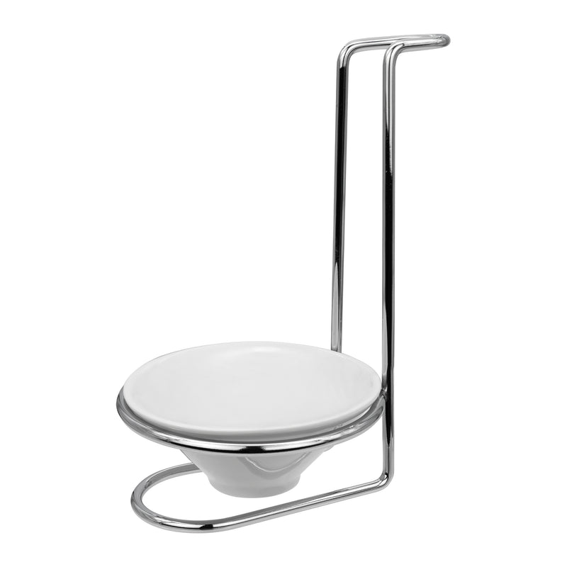 REGENT KITCHEN SPOON REST CHROME STAND WITH CERAMIC BOWL