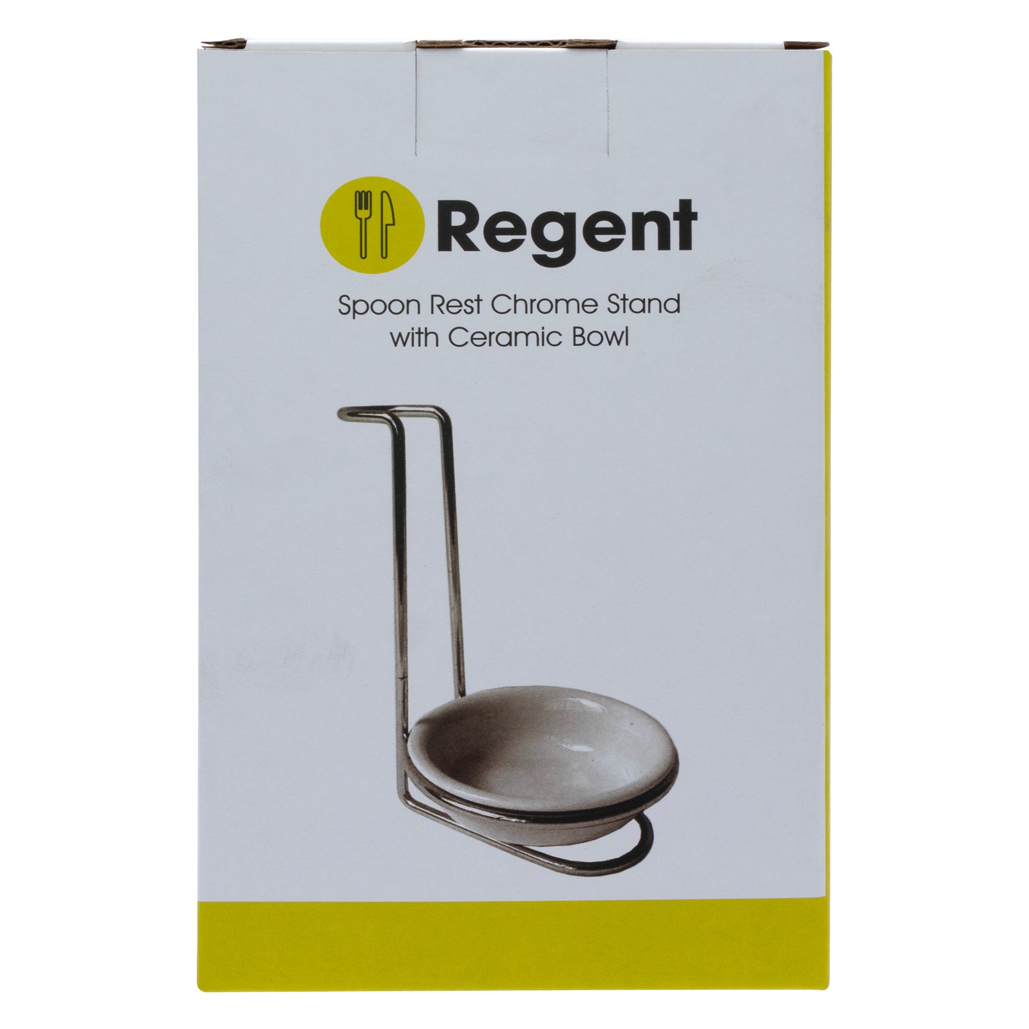 REGENT KITCHEN SPOON REST CHROME STAND WITH CERAMIC BOWL