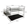 REGENT KITCHEN TWO TIER BLACK DISH DRYING RACK WITH TRAY & CUTLERY BASKET, (395X245X330MM)