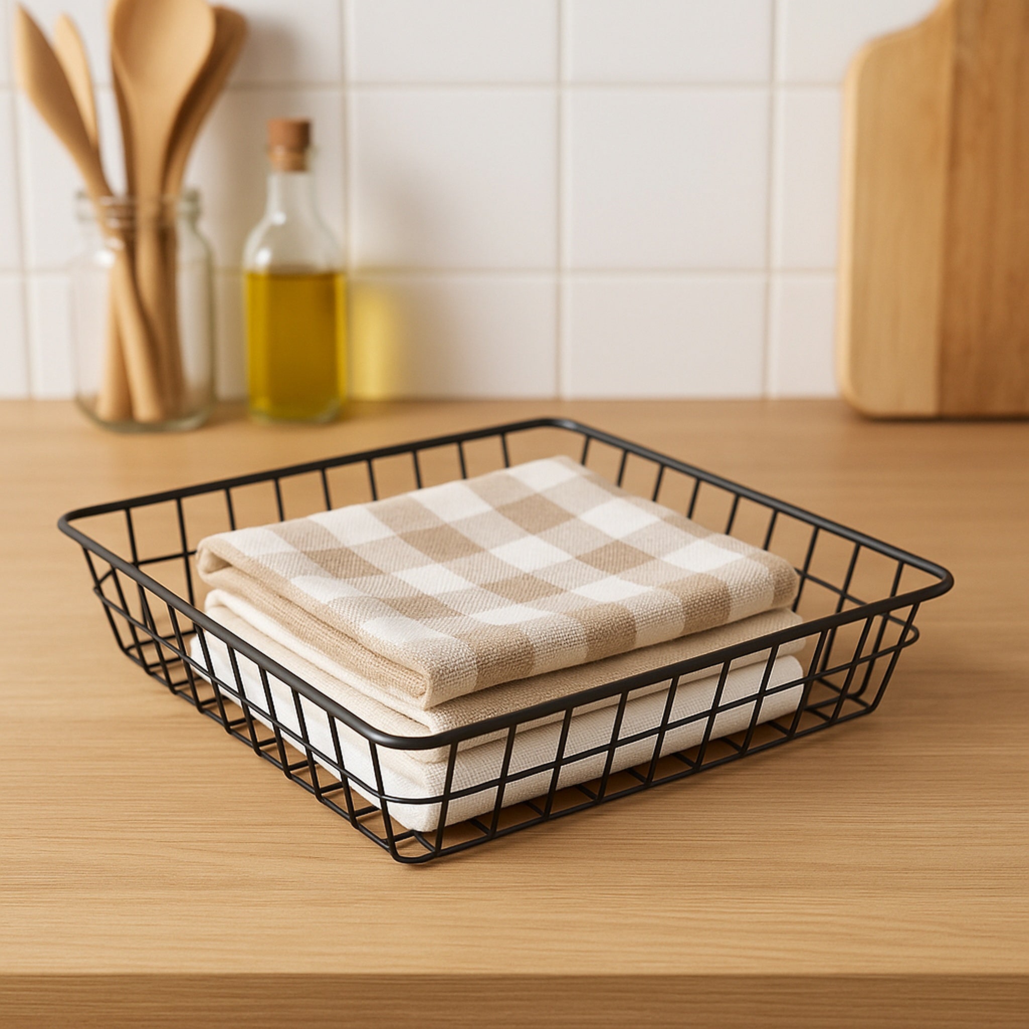 REGENT WIRE SERVING SQUARE MEDIUM BASKET POWDER COATED BLACK, 250MM