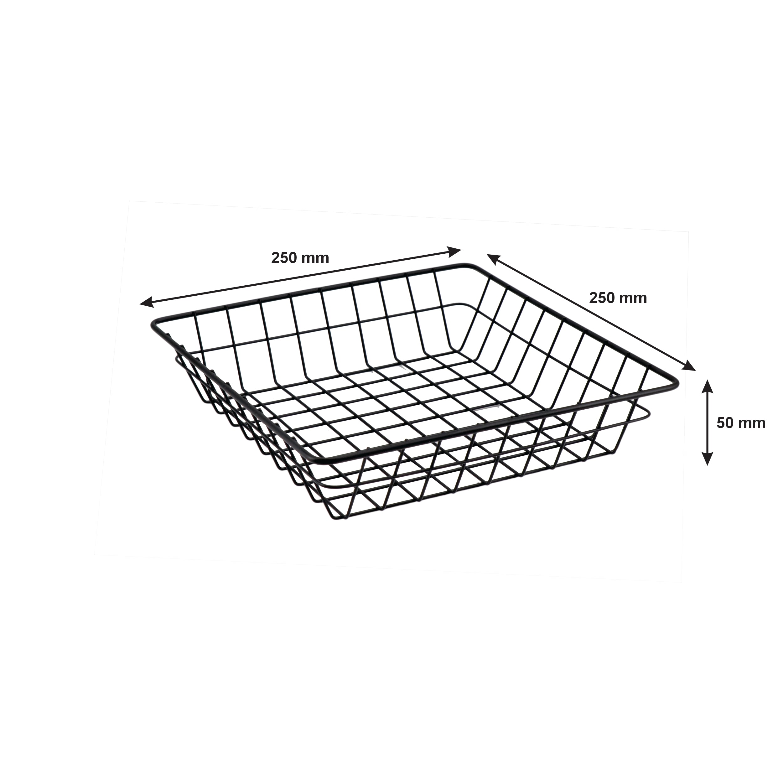 REGENT WIRE SERVING SQUARE MEDIUM BASKET POWDER COATED BLACK, 250MM