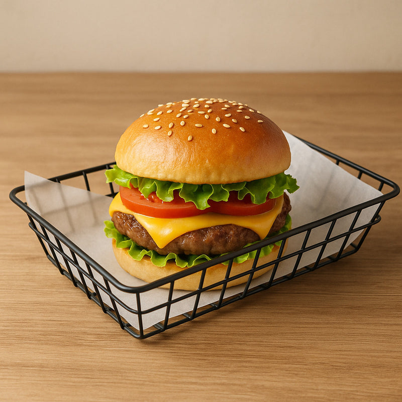 REGENT WIRE SERVING BASKET RECT. POWDER COATED BLACK, (230X160MM)