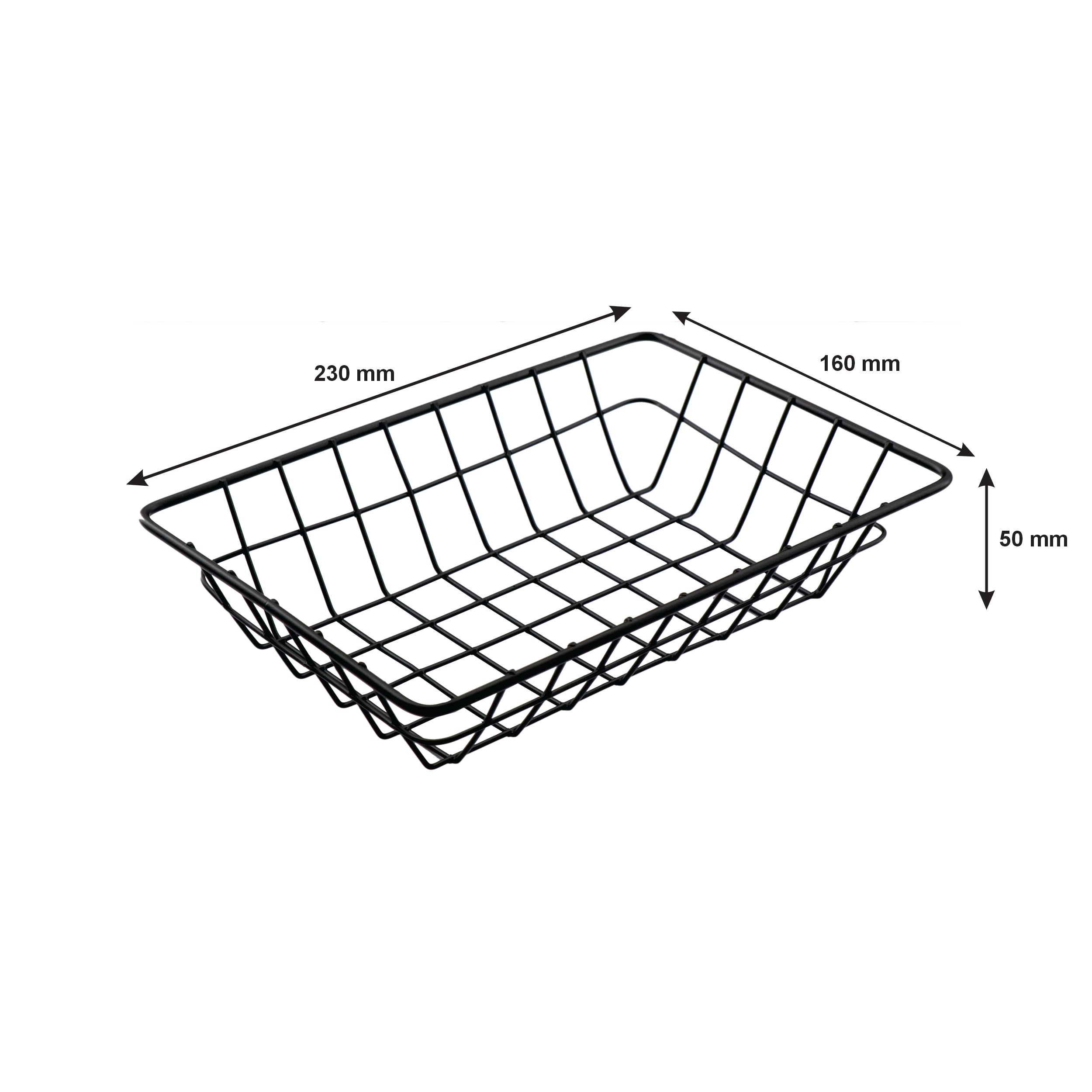 REGENT WIRE SERVING BASKET RECT. POWDER COATED BLACK, 230X160MM