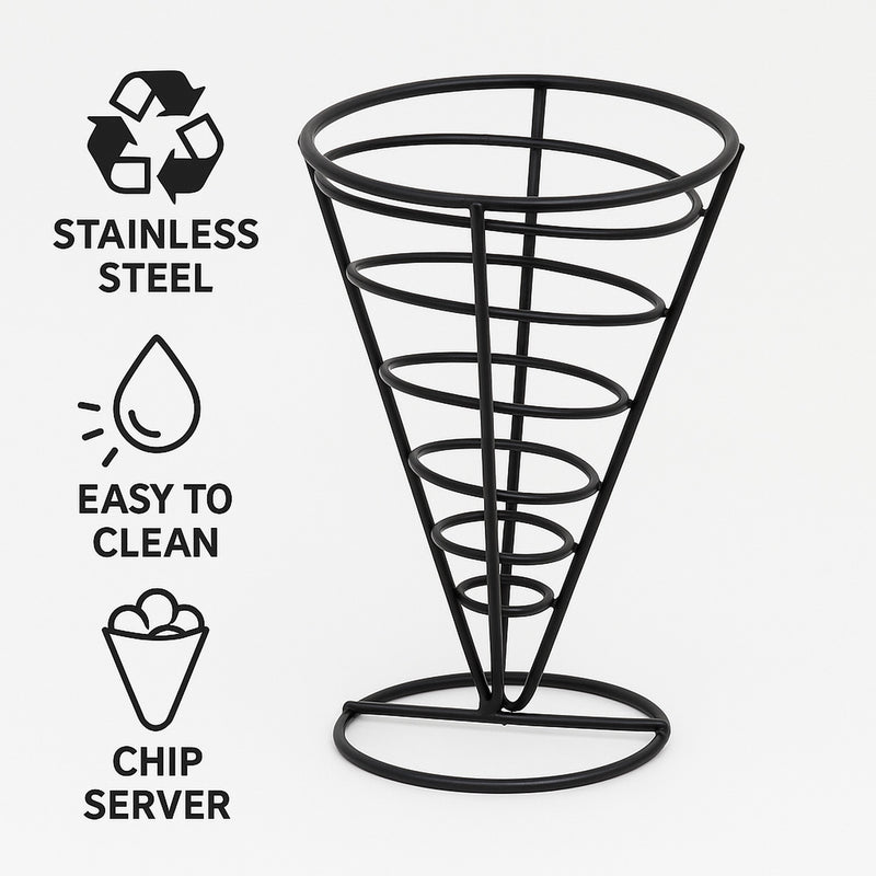 REGENT CHIP SERVER WIRE CONE POWDER COATED BLACK, 140MM DIAX225MM