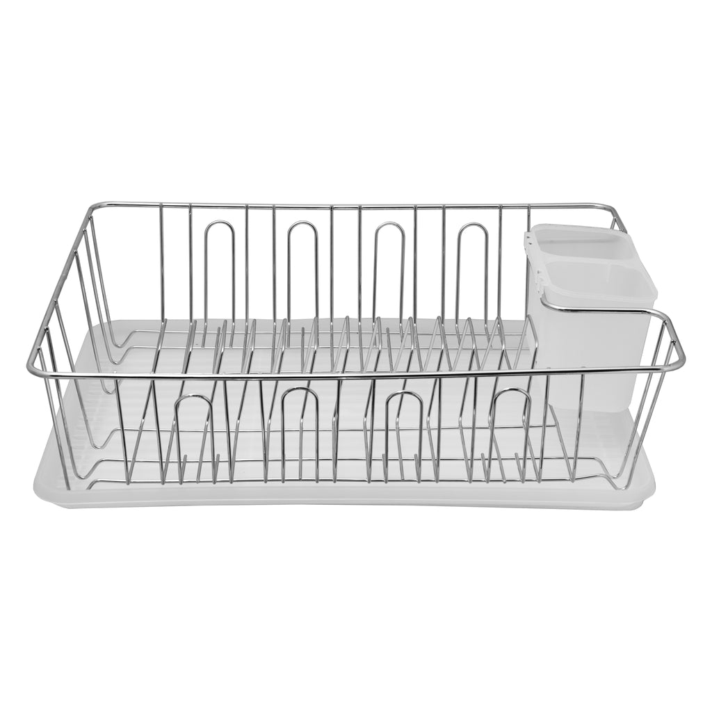 REGENT CHROME DISH RACK WITH PLASTIC UTENSIL HOLDER AND TRAY