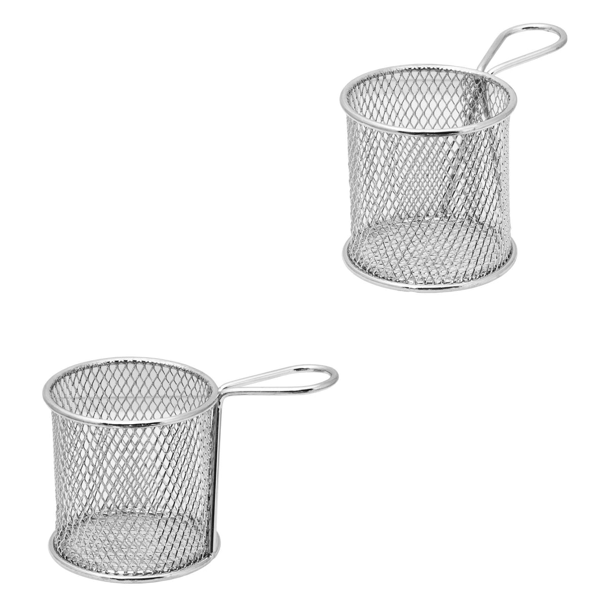 REGENT CHROME CHIP SERVER ROUND FRYER BASKET WITH HANDLE, 80MM DIA