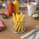 REGENT CHROME CHIP SERVER ROUND FRYER BASKET WITH HANDLE, 80MM DIA