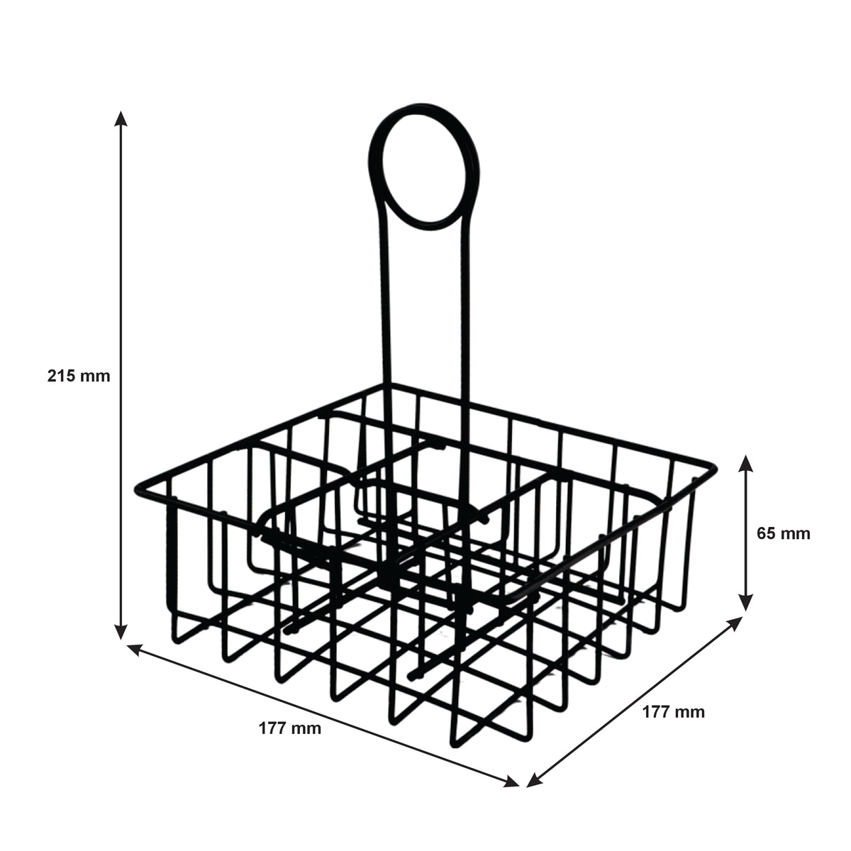 REGENT TABLE CONDIMENT HOLDER POWDER COATED BLACK WITH BOTTLES 7PK SET