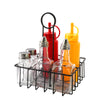 REGENT TABLE CONDIMENT HOLDER POWDER COATED BLACK WITH BOTTLES 7 PIECE SET, (177X177X215MM)