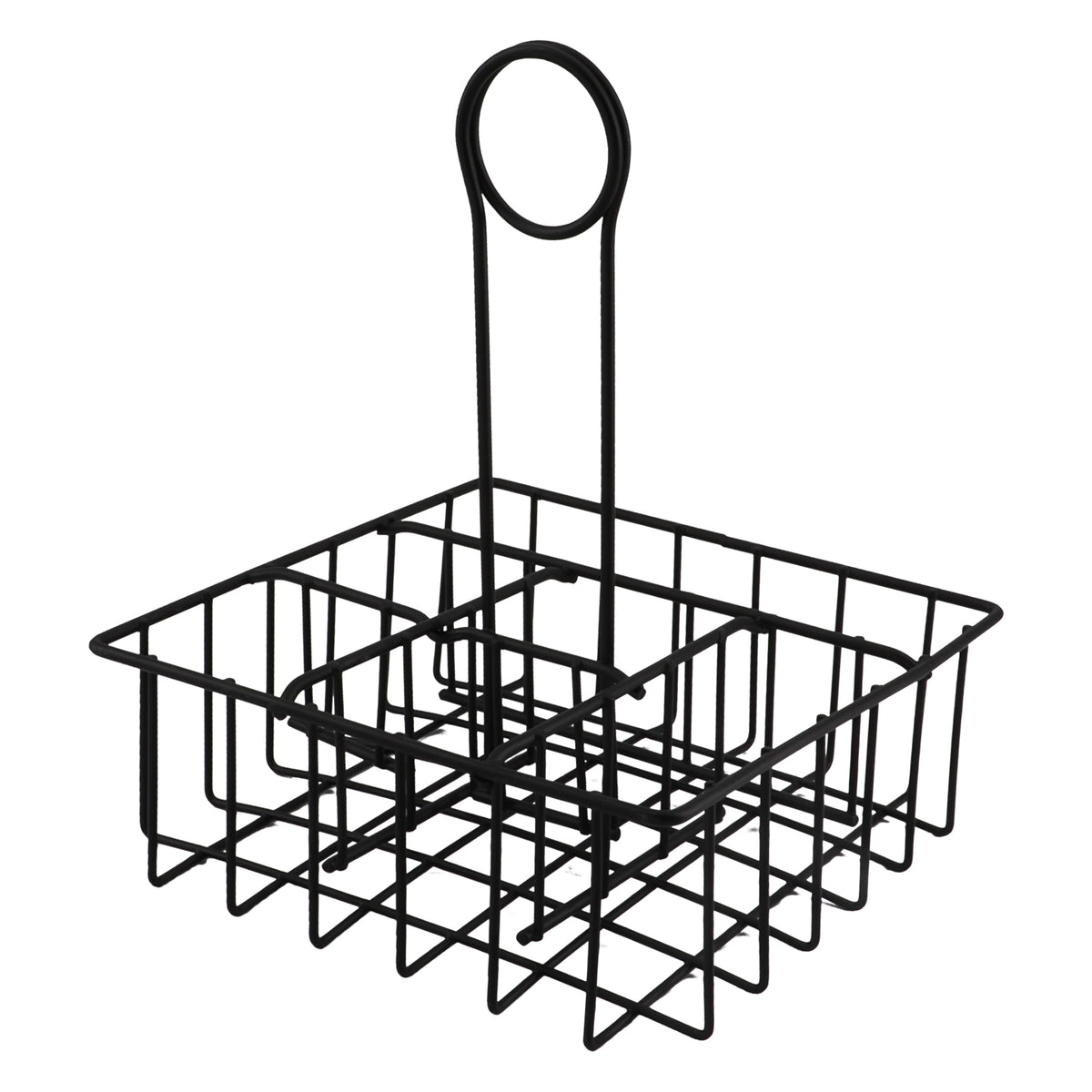 REGENT TABLE CONDIMENT HOLDER POWDER COATED BLACK WITH BOTTLES 7PK SET