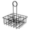 REGENT TABLE CONDIMENT HOLDER POWDER COATED BLACK WITH BOTTLES 7 PIECE SET, (177X177X215MM)