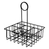 REGENT TABLE CONDIMENT HOLDER POWDER COATED BLACK WITH BOTTLES 7 PIECE SET, (177X177X215MM)