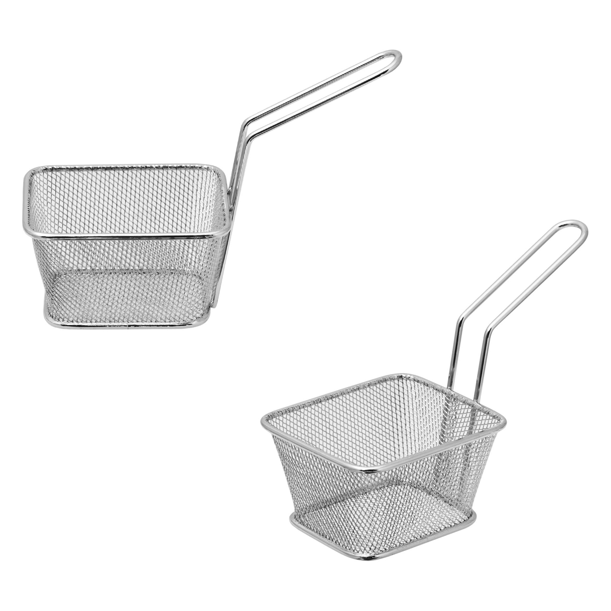 REGENT CHROME SERVER RECT. CHIP FRYER BASKET WITH HANDLE, 105X90MM