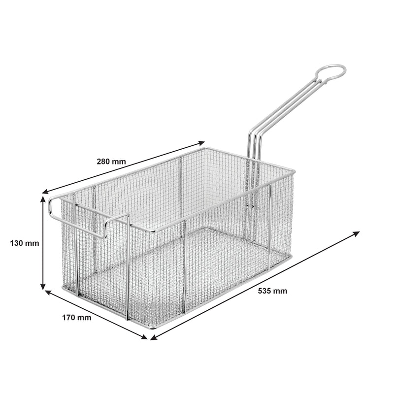 REGENT CHROME CHIP FRYER BASKET WITH FRONT SIDE HOOK, (535/280X170X140MM)