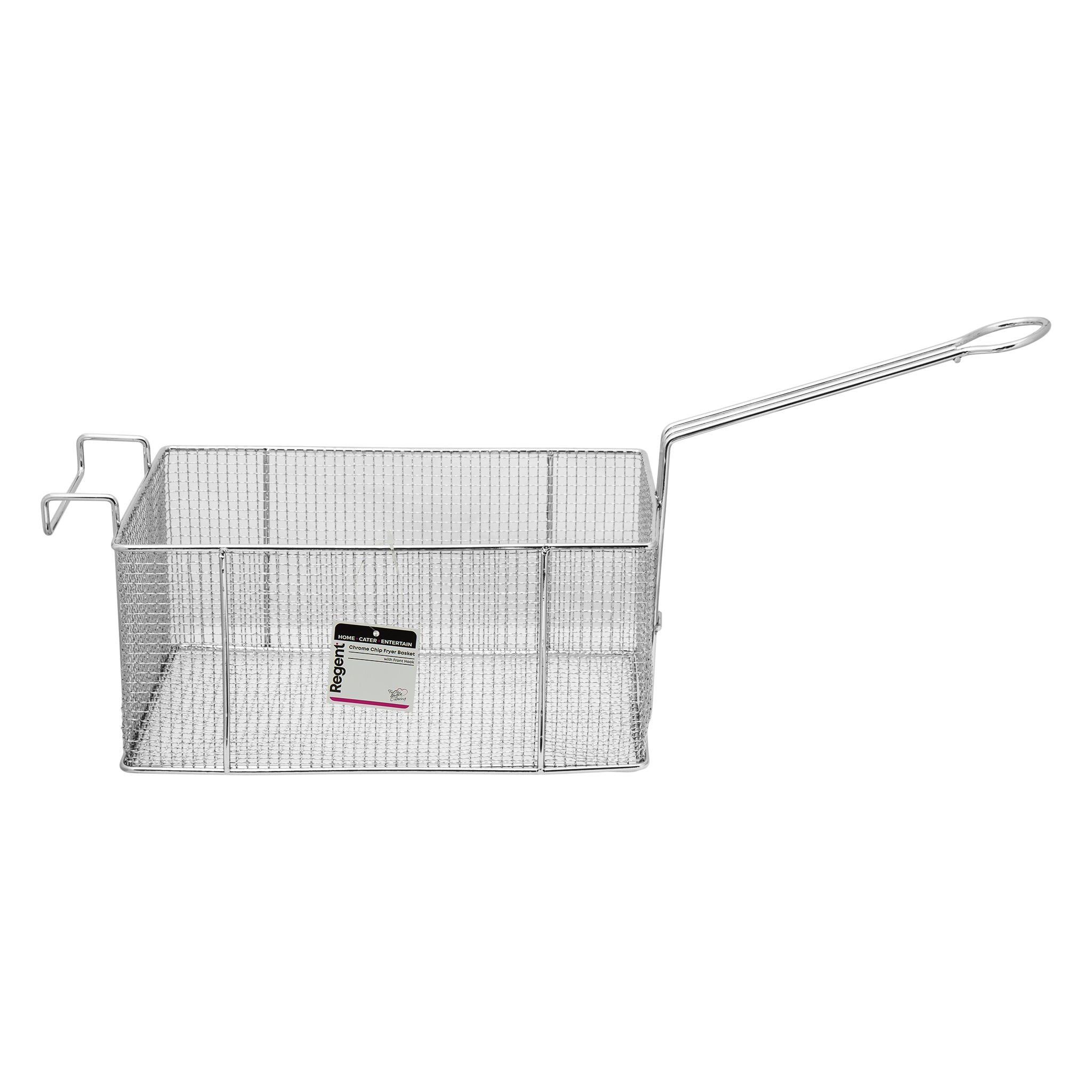 REGENT CHROME CHIP FRYER BASKET WITH FRONT HOOK, 170X280X130MM