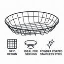 REGENT WIRE FOOD SERVING BASKET ROUND POWDER COATED BLACK, 255MM DIA