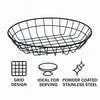 REGENT WIRE FOOD SERVING BASKET ROUND POWDER COATED BLACK, 255MM DIA