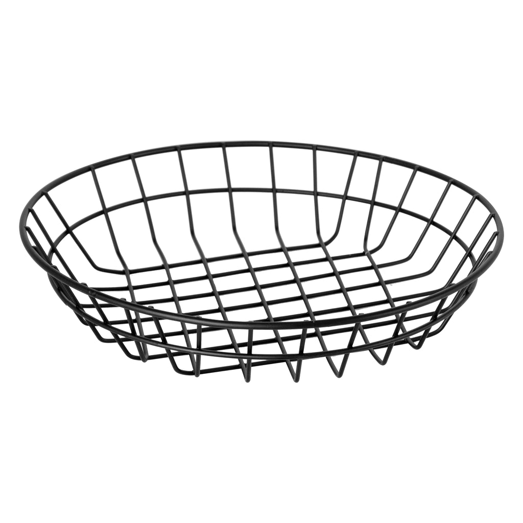 REGENT WIRE FOOD SERVING BASKET ROUND POWDER COATED BLACK, 255MM DIA